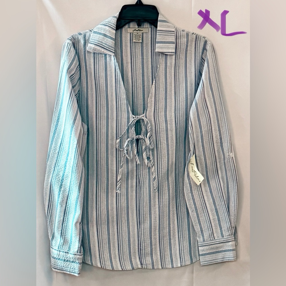 Love Potion Blue and White Striped Top